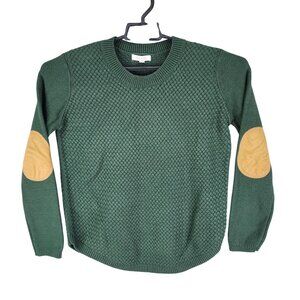 Womens Green August Mist Sweater w/ Elbow Patches Long Sleeve Crew Neck Size M